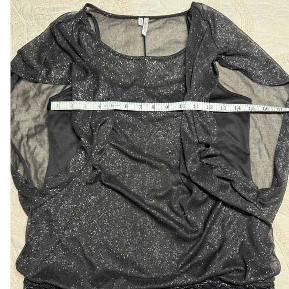 Studio Y Black Silver Glitter Lace Fairy Whimsigoth Rave Disco Y2K Womens Small - Picture 4 of 9